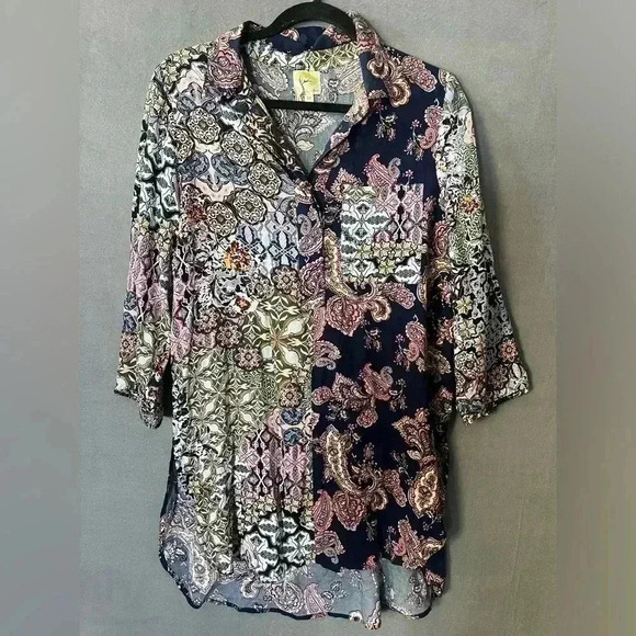 Anthropologie Fig & Flower Button Down Blouse Sz Medium - Picture 1 of 5